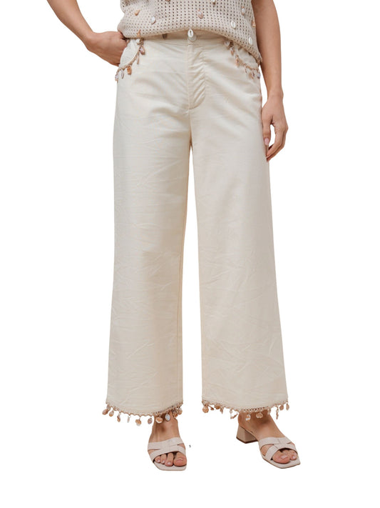 Shell Embellished Pants