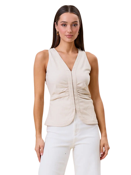 Sleeveless Shirred Top