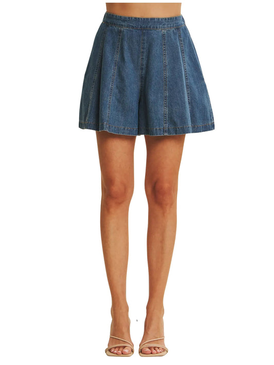 Summer Denim Washed Flared Shorts