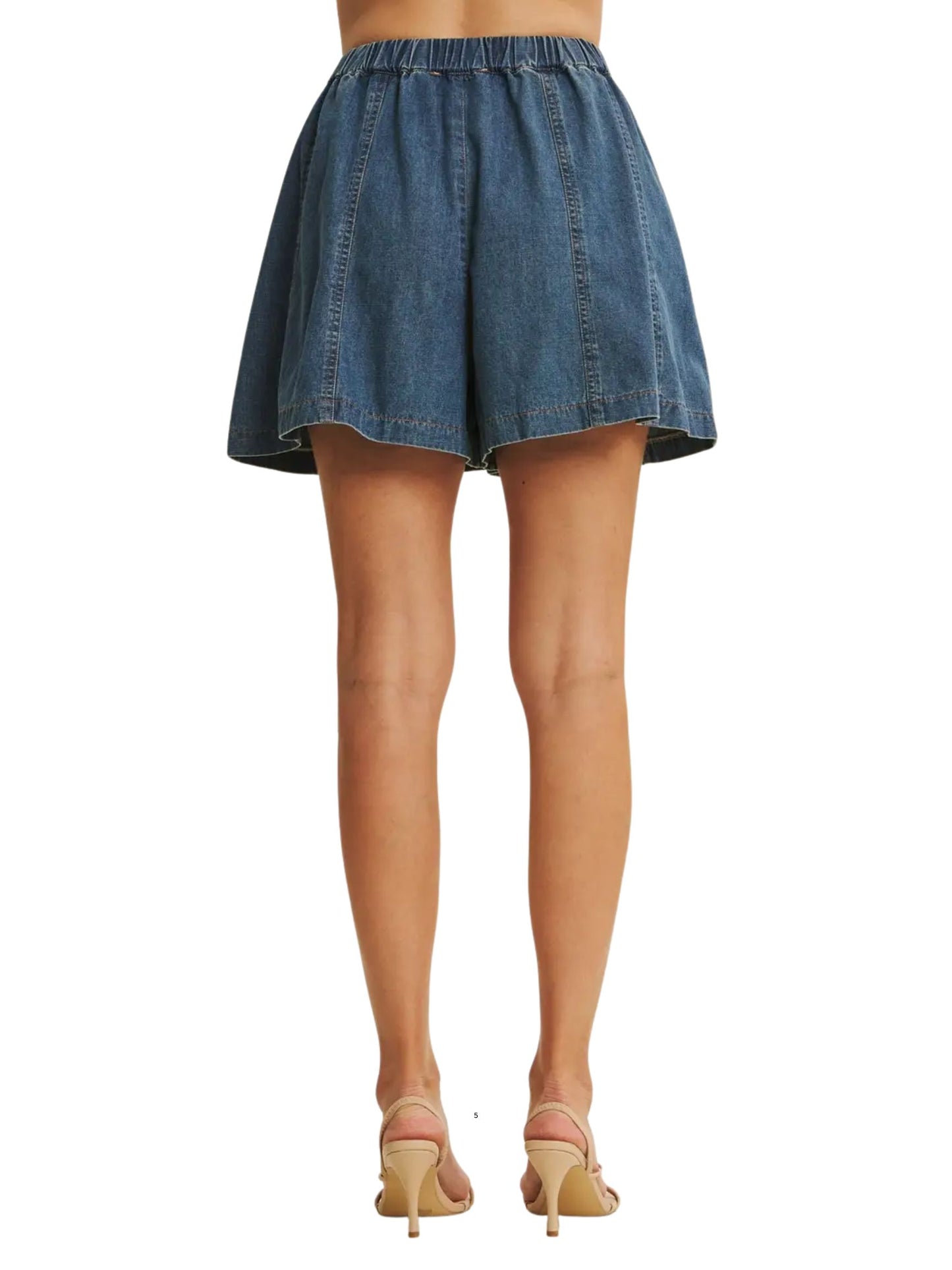 Summer Denim Washed Flared Shorts