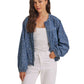 Heritage Inspired Paisley Denim Washed Bomber Jacket