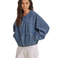Heritage Inspired Paisley Denim Washed Bomber Jacket