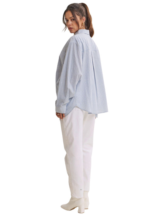 Cotton Pinstripe Oversized Boyfriend Shirt