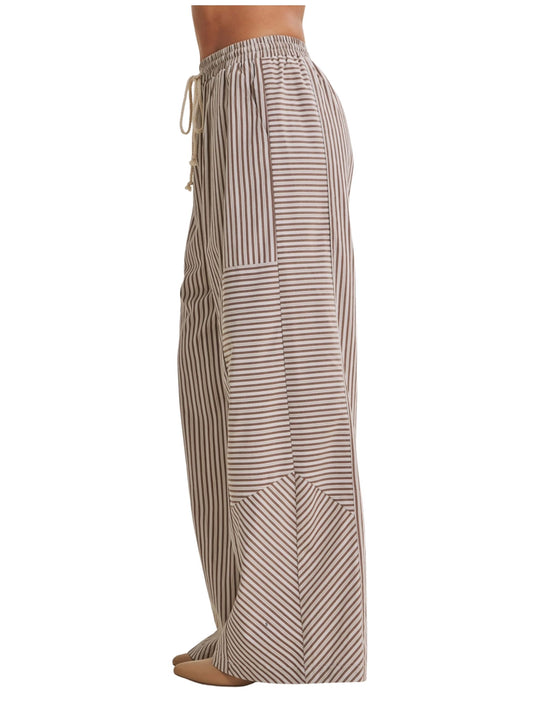 Coffee Before Noon Mixed Stripe Wide Leg Pants