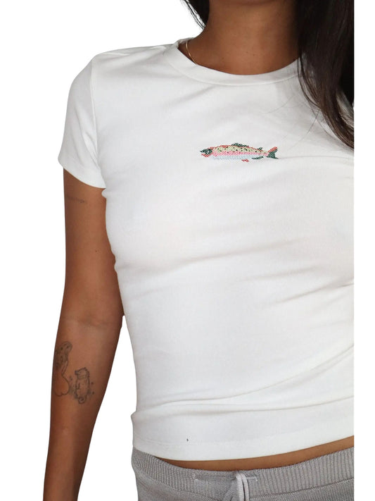 Fish Embroidered Baby Tee