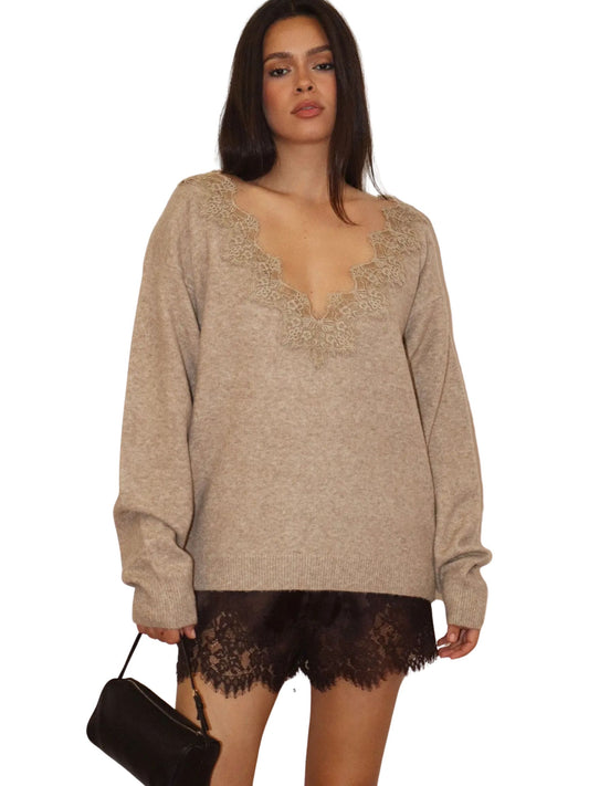 Lace Trim Sweater