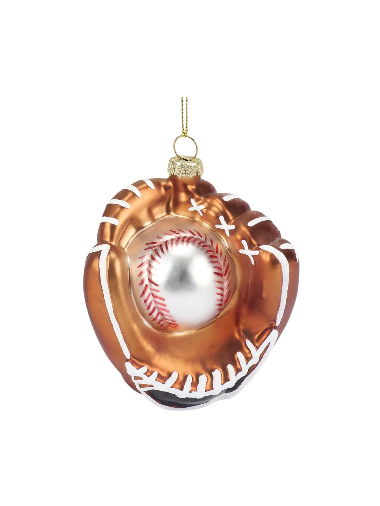 Baseball In Mitt Glass Ornament