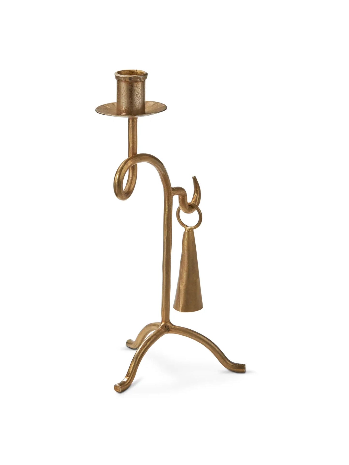 Dana Antique Brass Iron Taper Holder & Snuffer Set - Pick Up Only