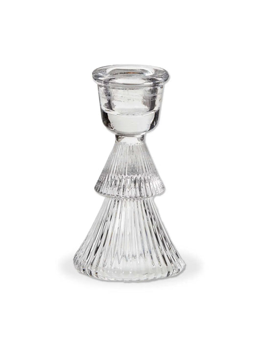 Glass Ribbed Tree Taper Holder - Small