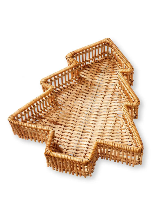 Christmas Rattan Tree Tray