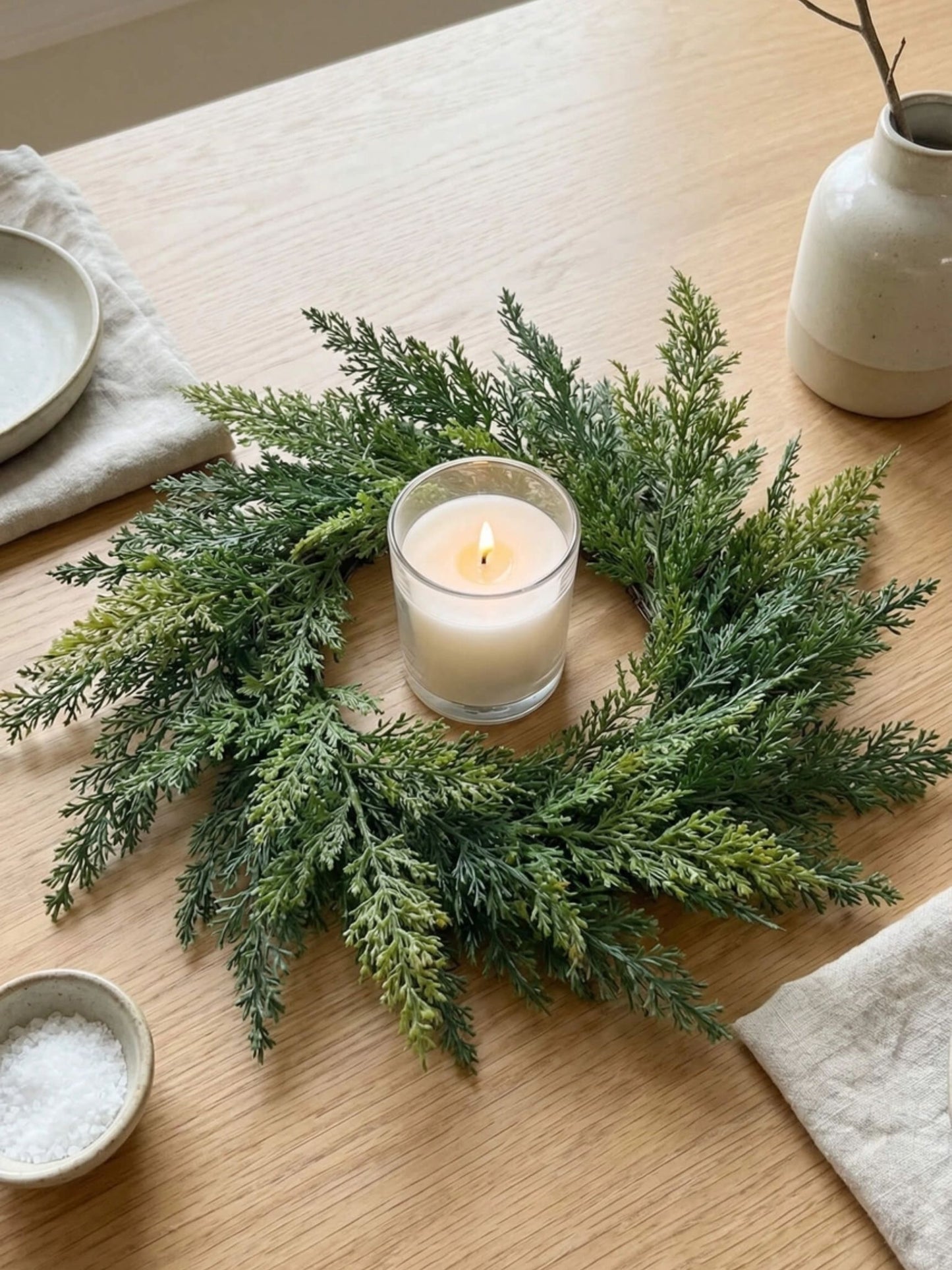 Real Touch Faux Cypress Christmas Wreath - 12" - Pick Up Only