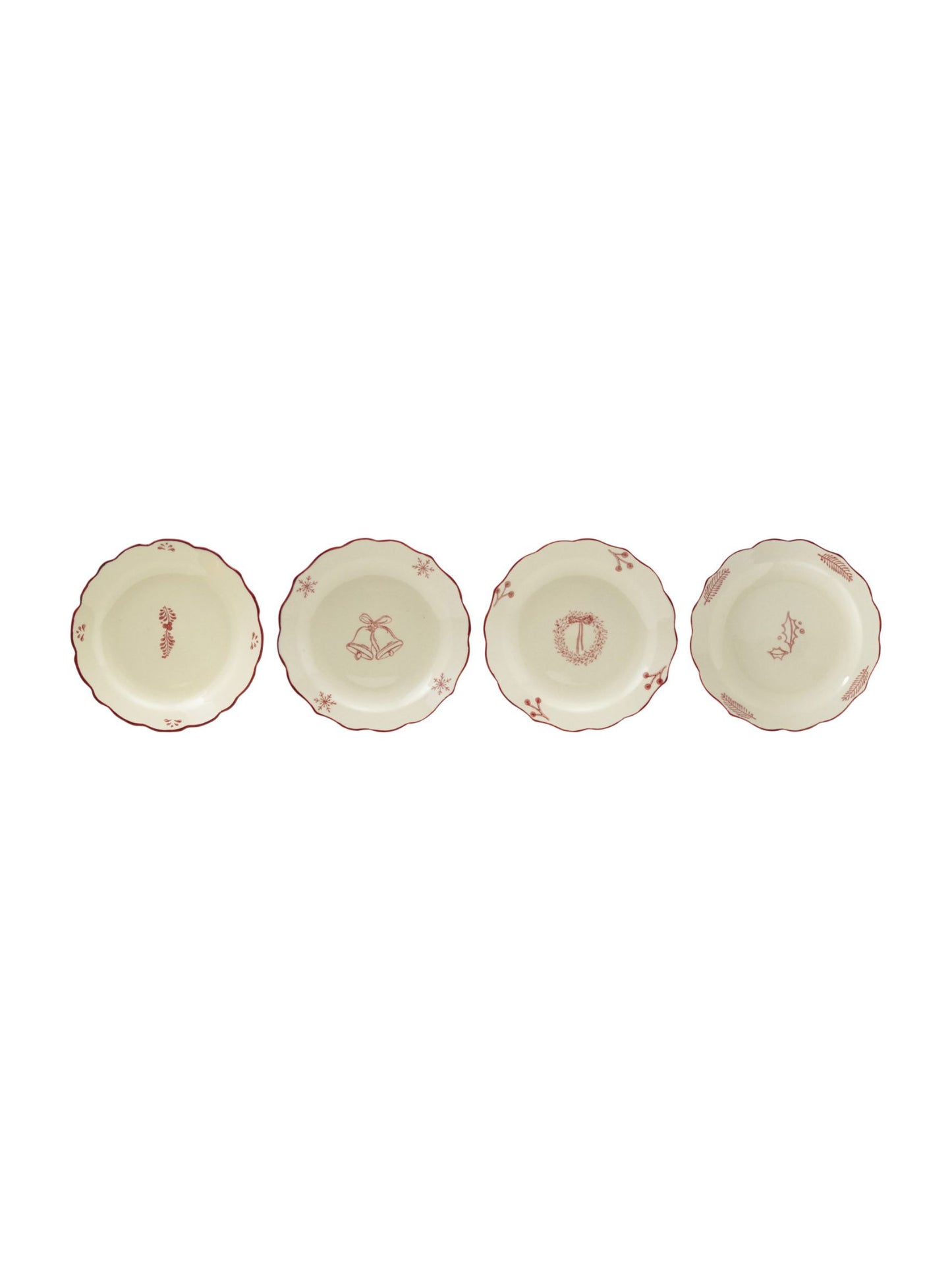 Stoneware Scalloped Plate w/ Holiday Image