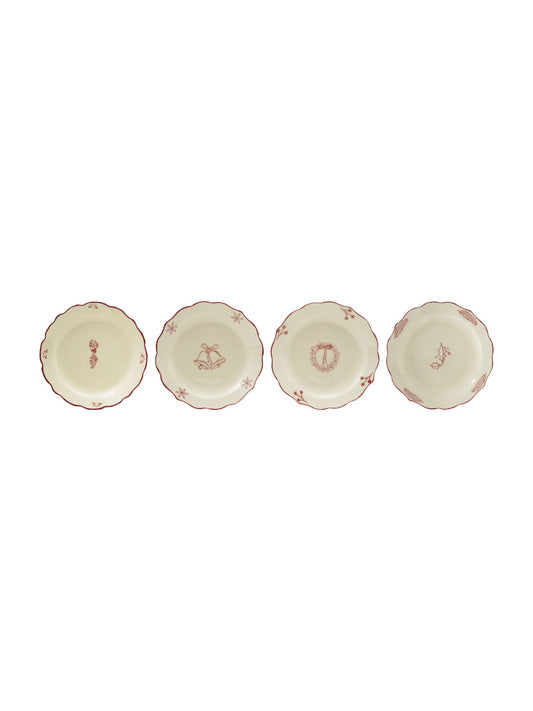 Stoneware Scalloped Plate w/ Holiday Image