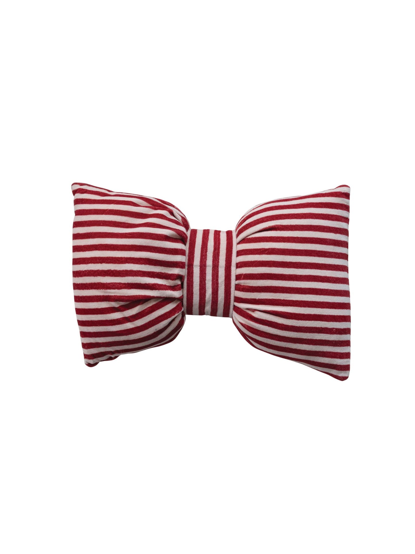 Cotton Velvet Bow Shaped Striped Lumbar Pillow