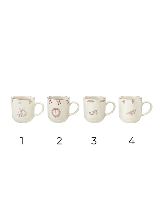 12 oz. Hand-Stamped Stoneware Mug w/Holiday Image