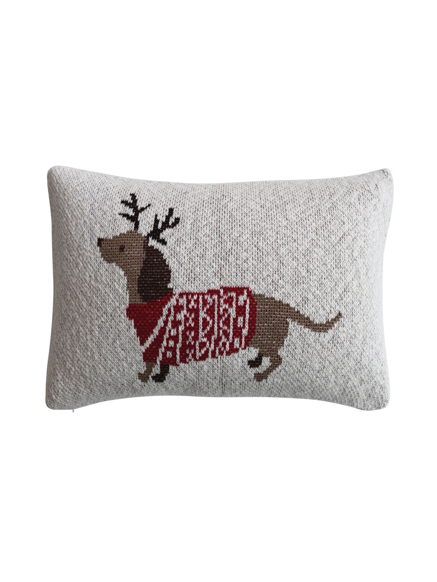 Cotton Knit Lumbar Pillow w/ Daschund