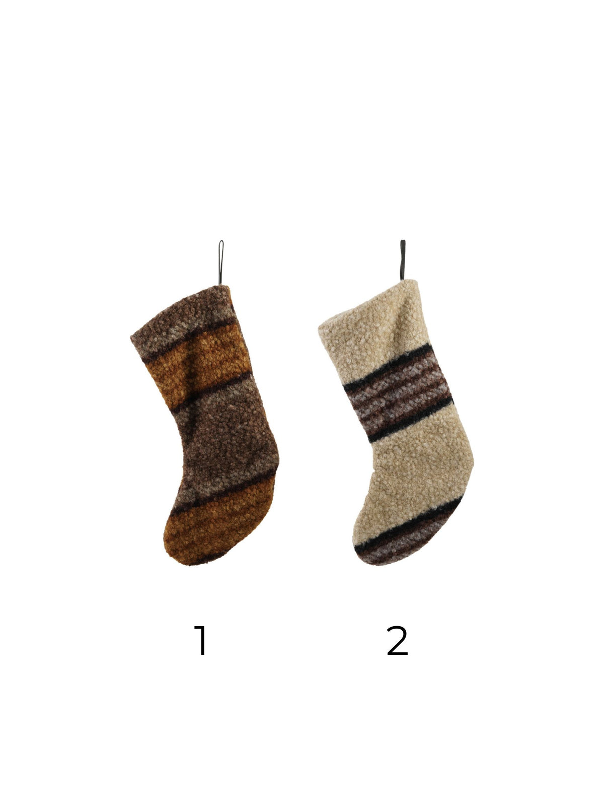 Fabric Faux Sherpa Stocking with Stripes