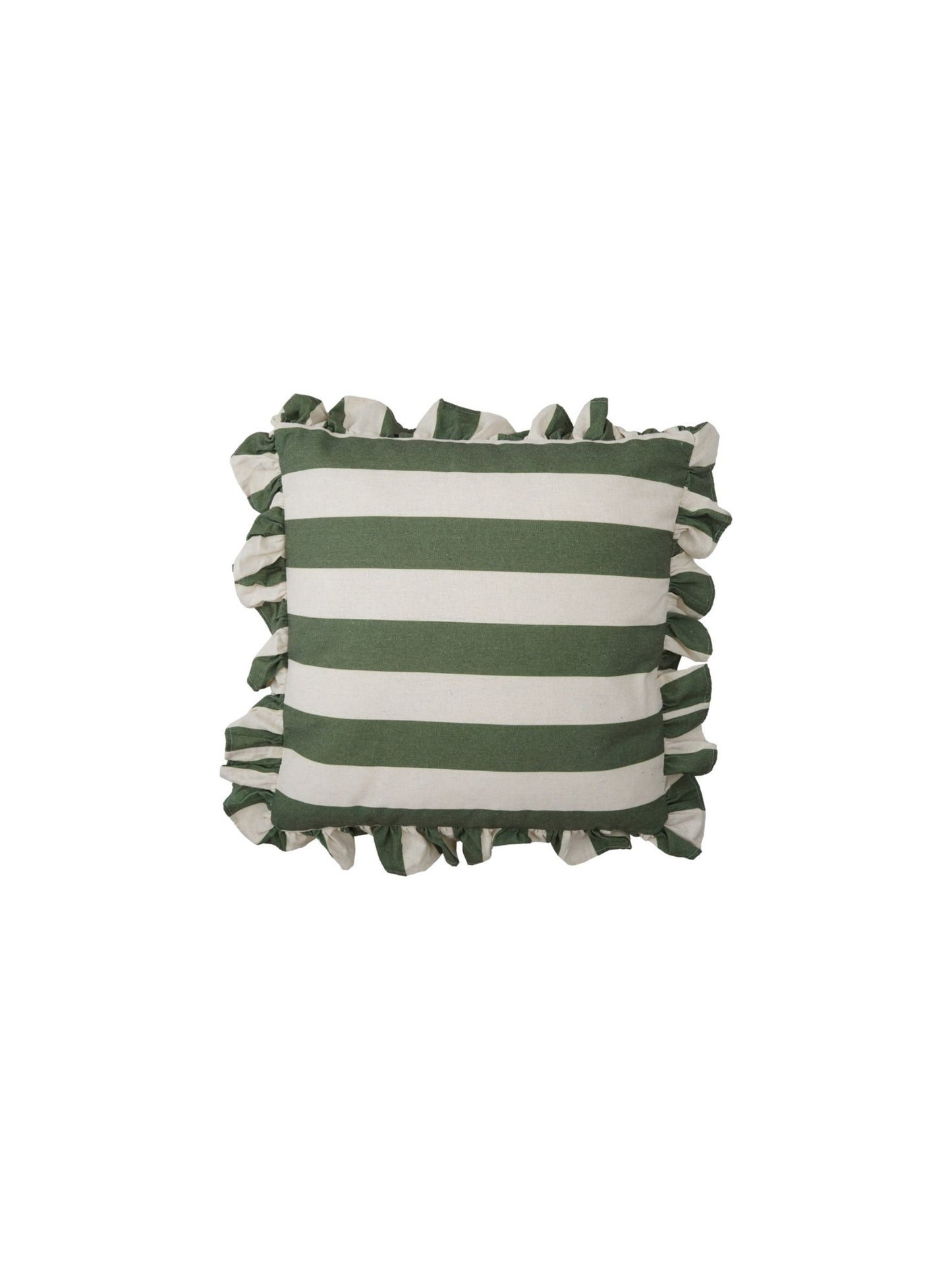 18" Square Fabric Striped Pillow w/ Ruffle