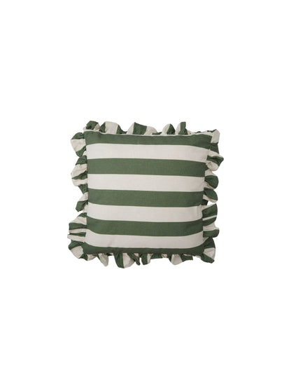 18" Square Fabric Striped Pillow w/ Ruffle