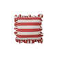 18" Square Fabric Striped Pillow w/ Ruffle