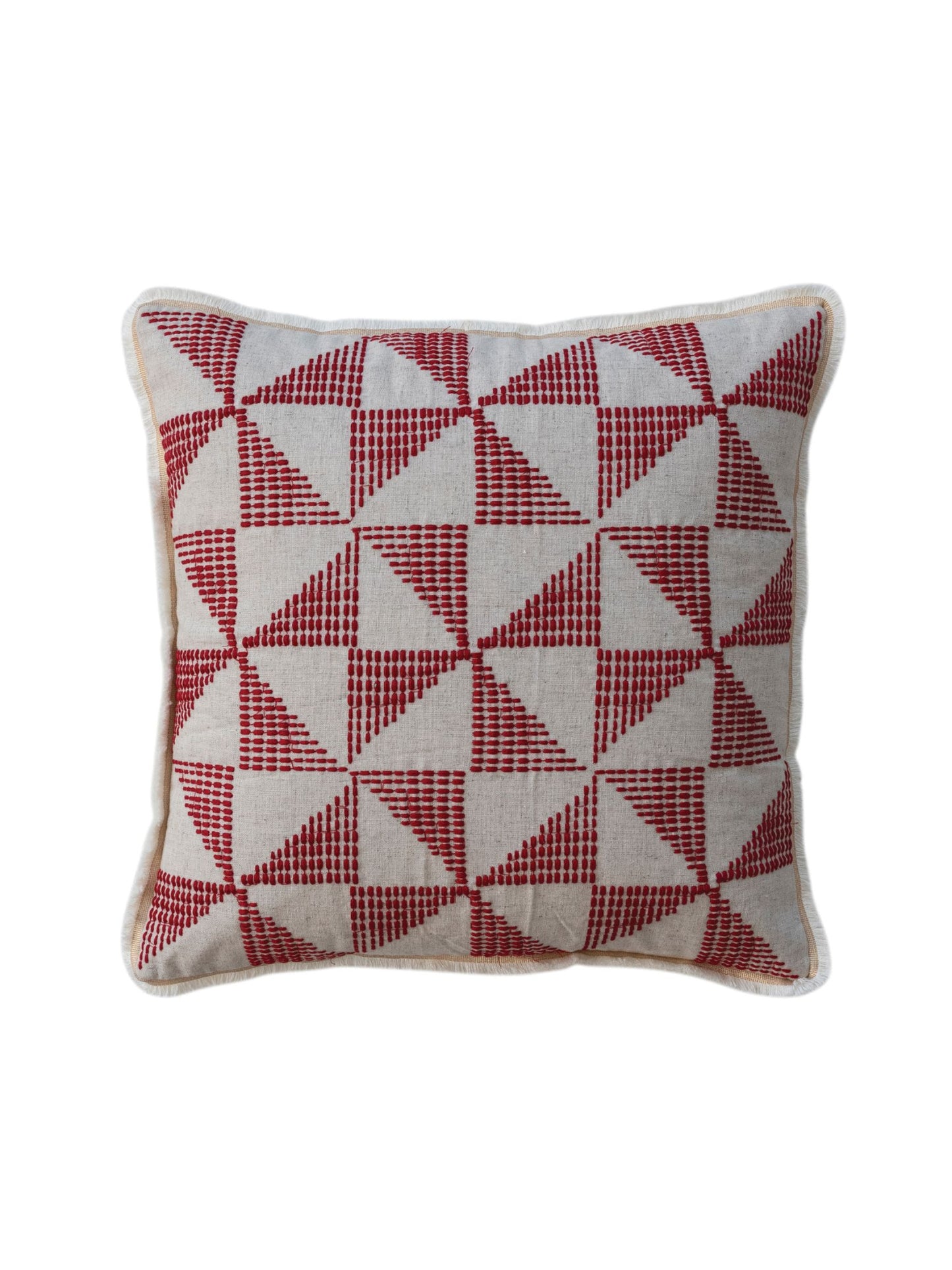 18" Square Stonewashed Cotton & Linen Pillow w/ Quilt Pattern