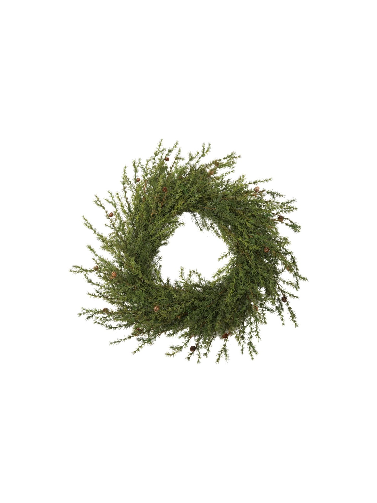 55" Round Faux Cedar Wreath with Natural Pinecones - Pick Up Only