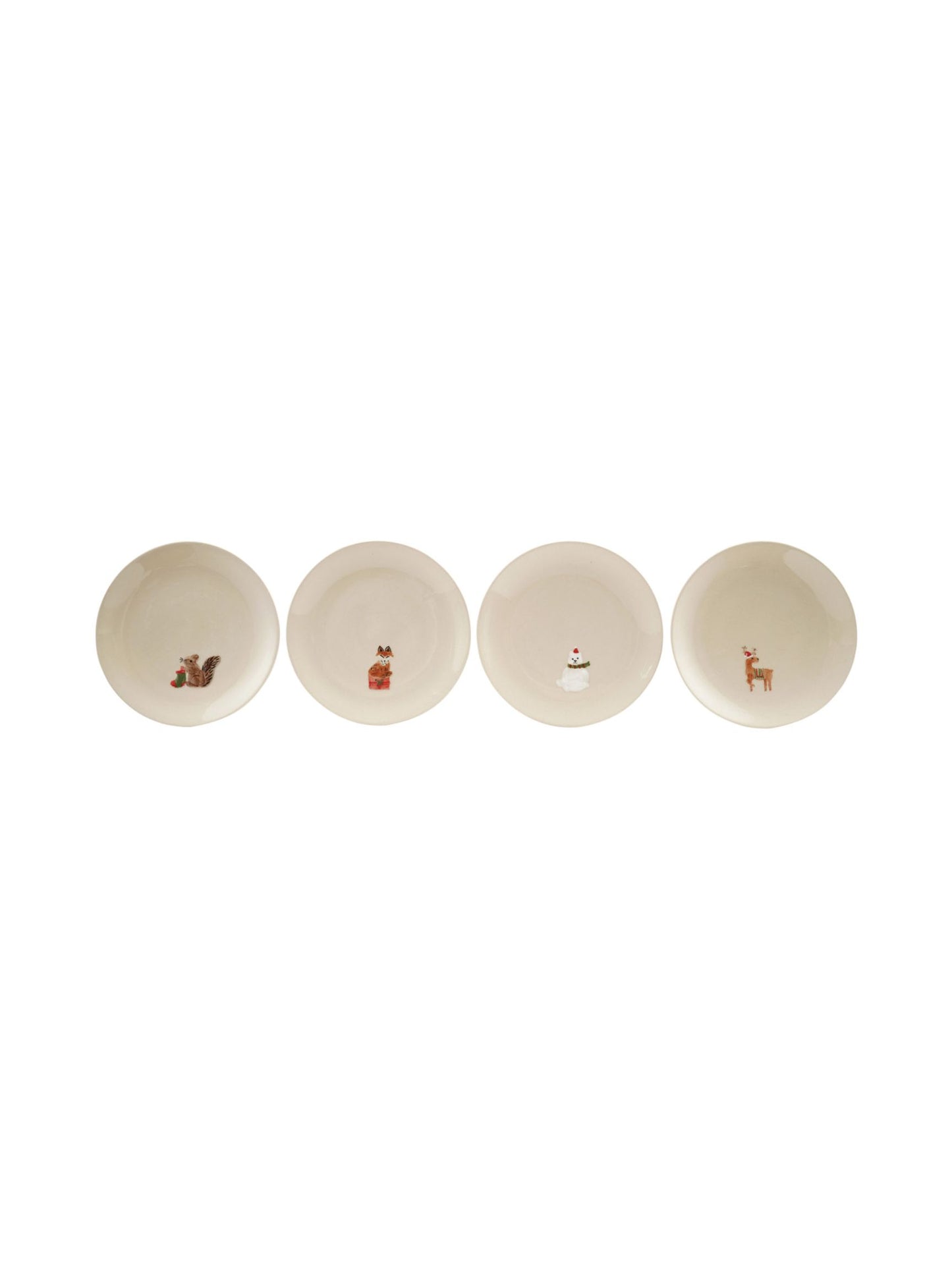 Hand-Painted Embossed Stoneware Plate w/ Holiday Animal