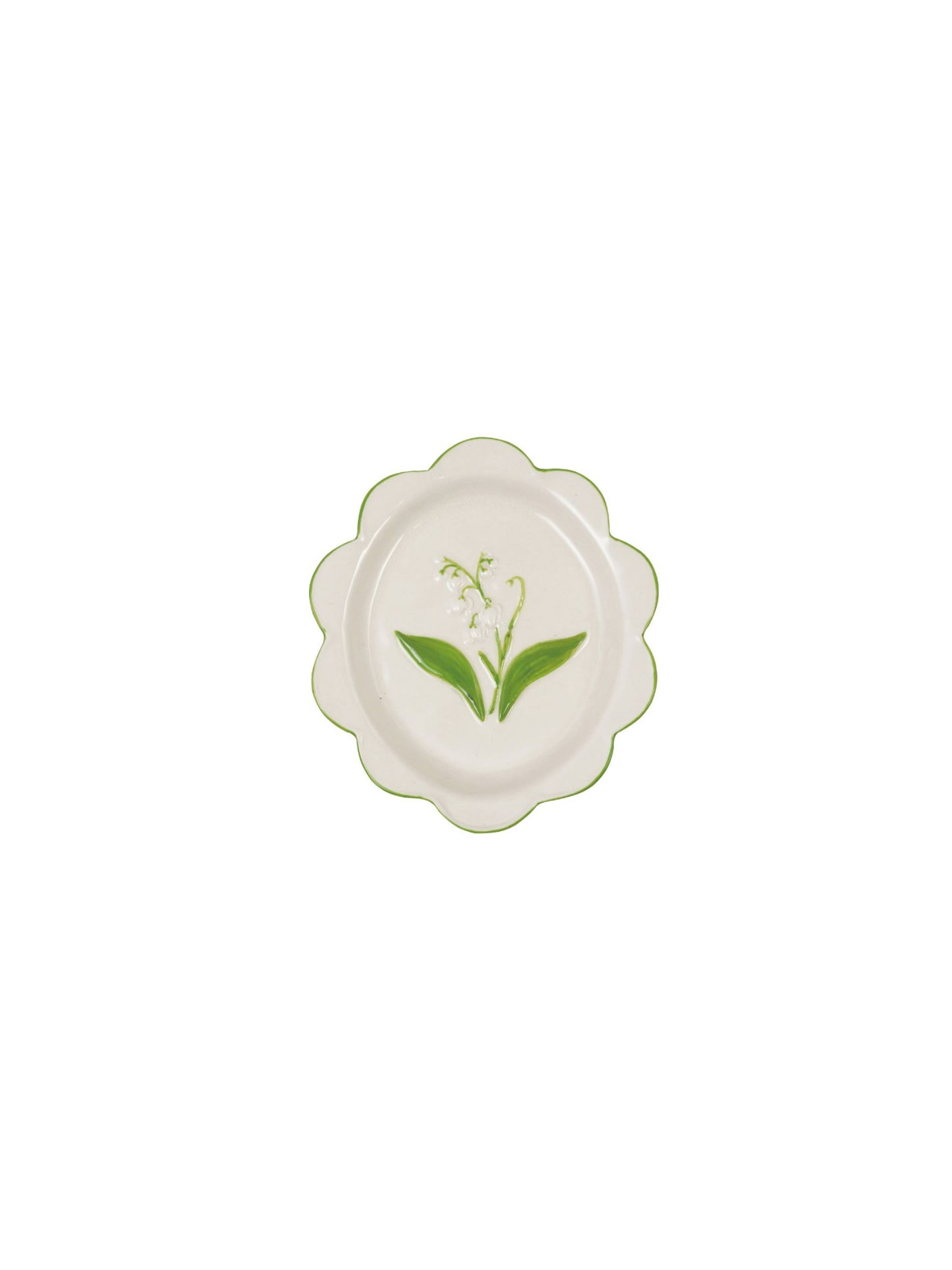 Hand-Painted Stoneware Plate w/ Lily of the Valley