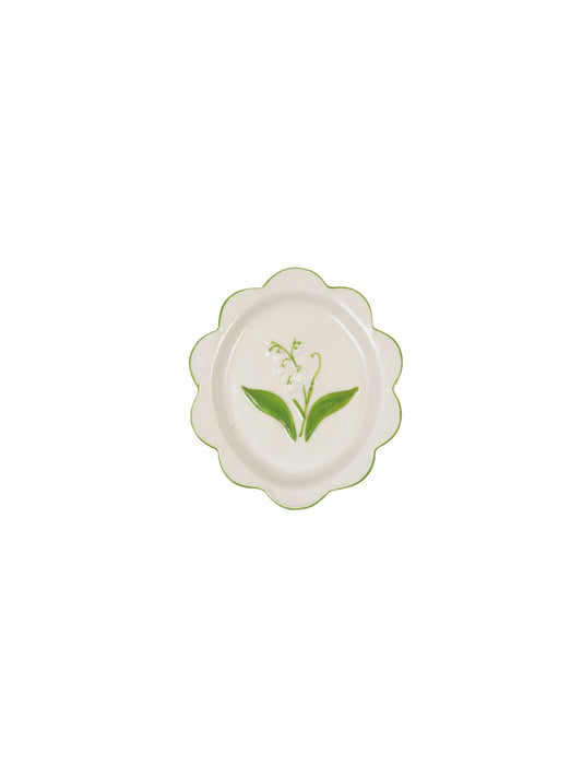 Hand-Painted Stoneware Plate w/ Lily of the Valley