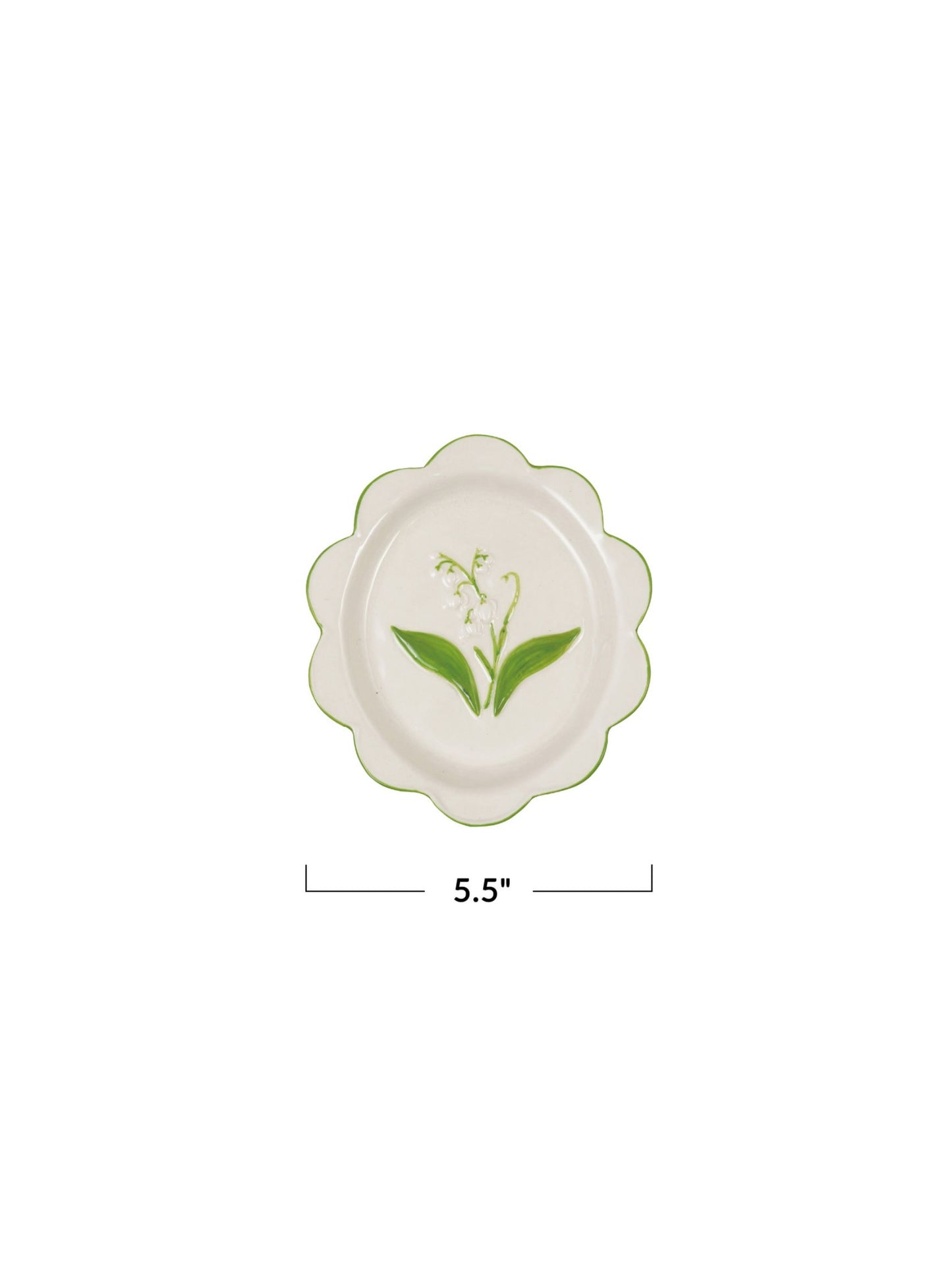 Hand-Painted Stoneware Plate w/ Lily of the Valley