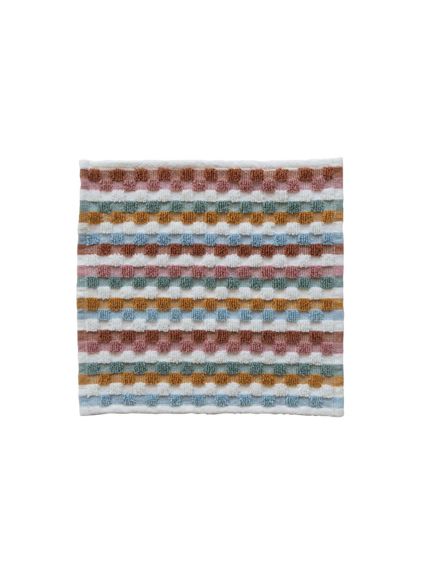 Woven Cotton Terry Dish Cloth w/ Geometric Pattern & Loop