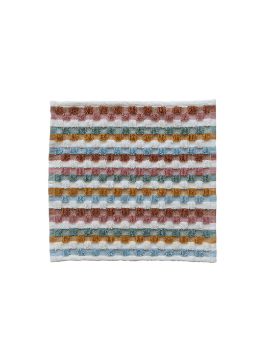 Woven Cotton Terry Dish Cloth w/ Geometric Pattern & Loop