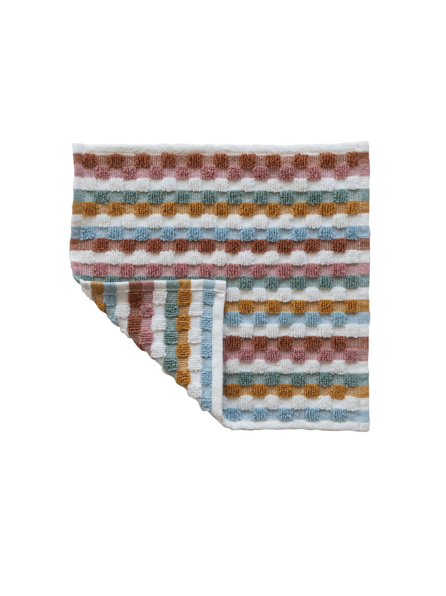 Woven Cotton Terry Dish Cloth w/ Geometric Pattern & Loop