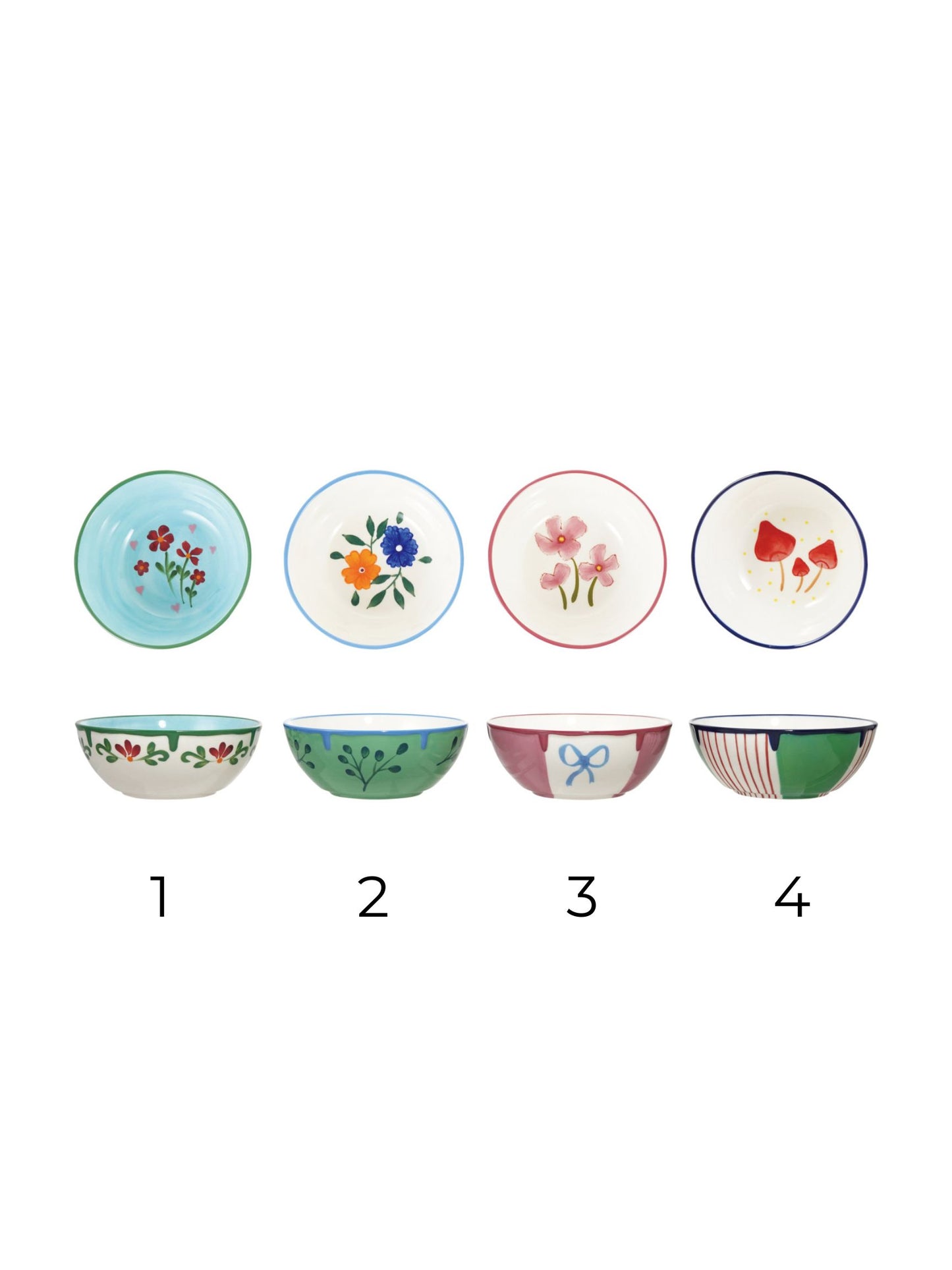 Hand-Painted Stoneware Bowl with Botanical Design Inside