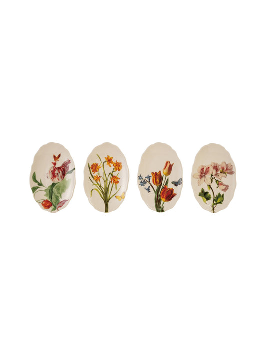 Stoneware Scalloped Plate w/ Flowers