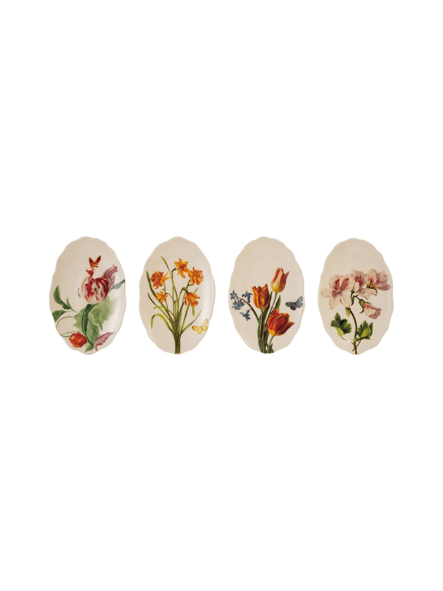 Stoneware Scalloped Plate w/ Flowers