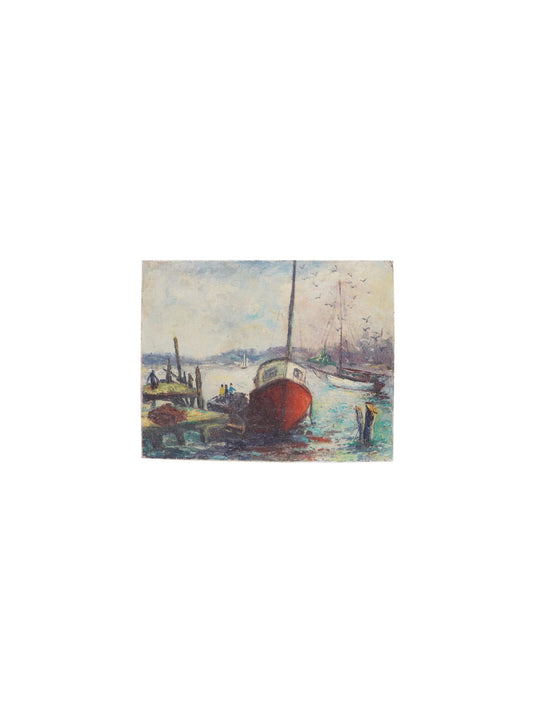 Canvas Wall Decor with Vintage Reproduction Boat Image - Pick Up Only
