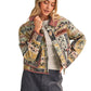 Exclusive Patch Print Quilted Jacket With Corduroy
