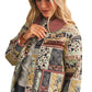 Exclusive Patch Print Quilted Jacket With Corduroy