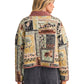Exclusive Patch Print Quilted Jacket With Corduroy