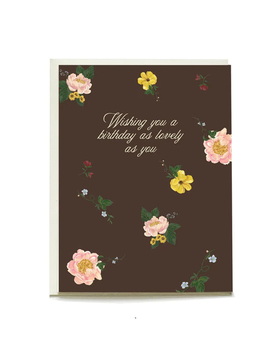 Chocolate and Peony Birthday Card