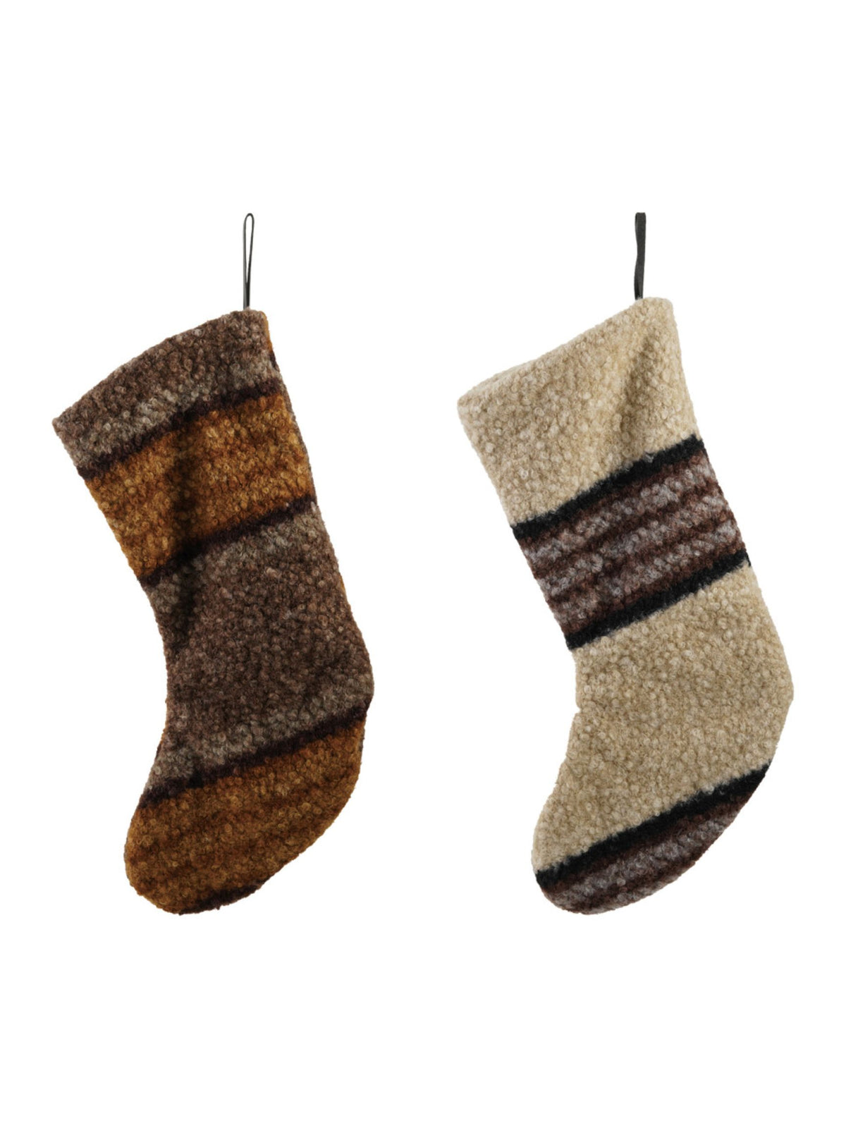 Fabric Faux Sherpa Stocking with Stripes