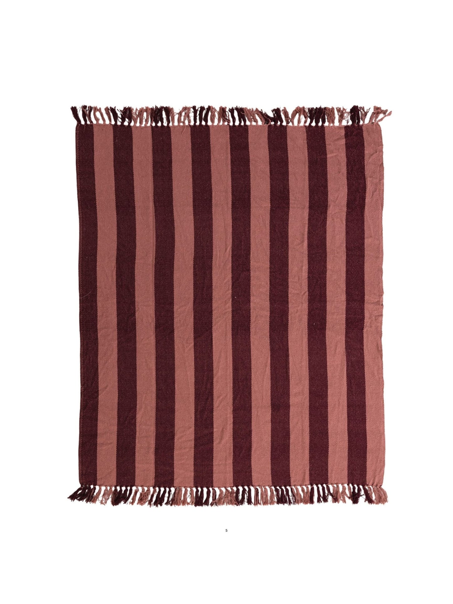 Woven Recycled Cotton Blend Striped Throw with Fringe