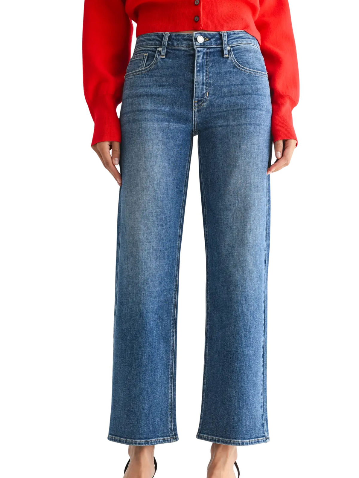 Mid Rise Slim Wide Leg Denim