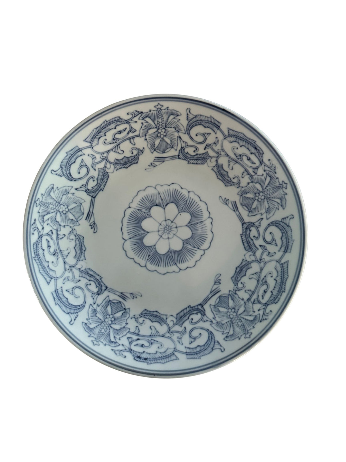 Vintage Blue & White Floral Porcelain Plate