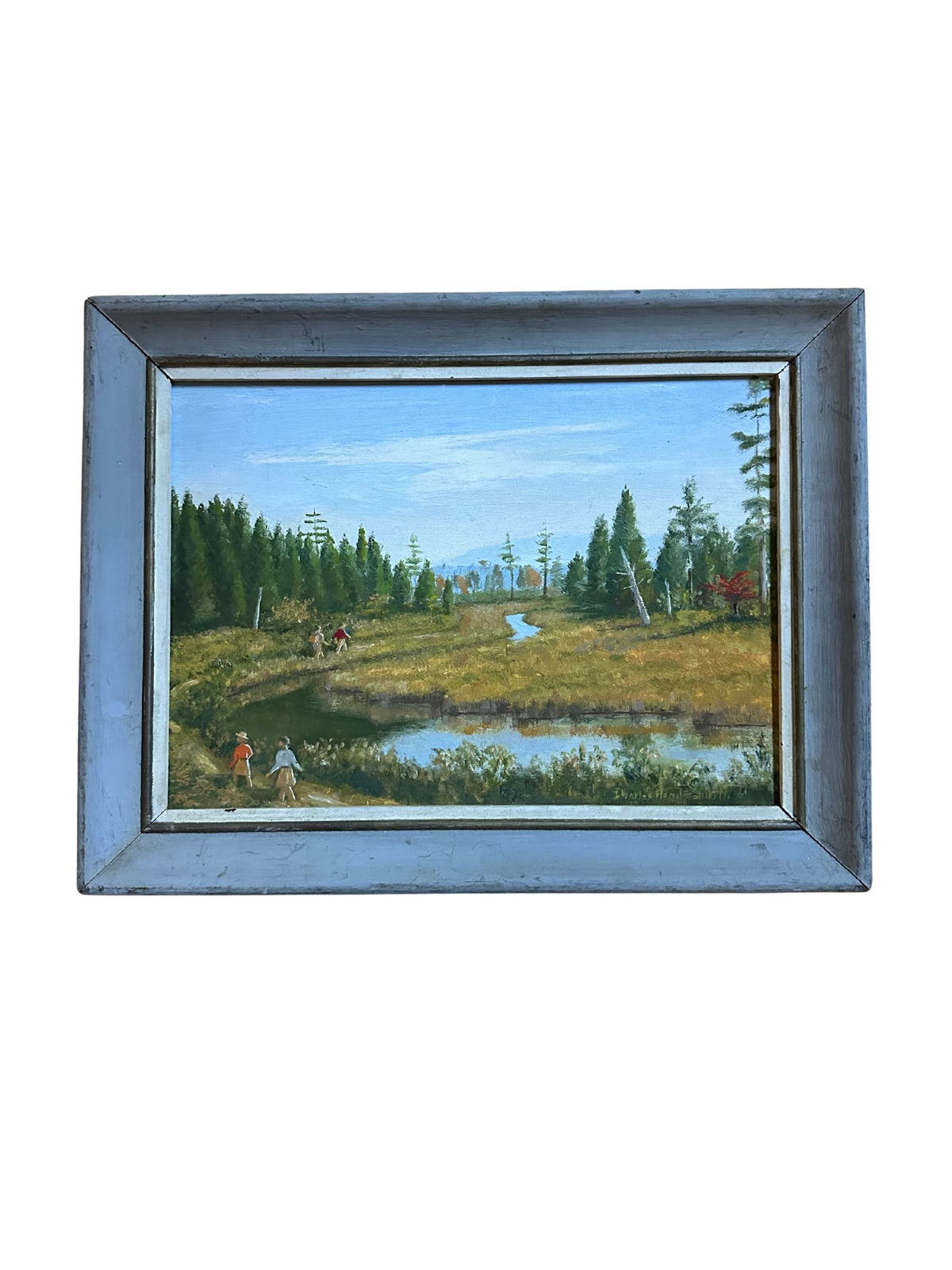 Vintage Marsh Landscape Oil Painting