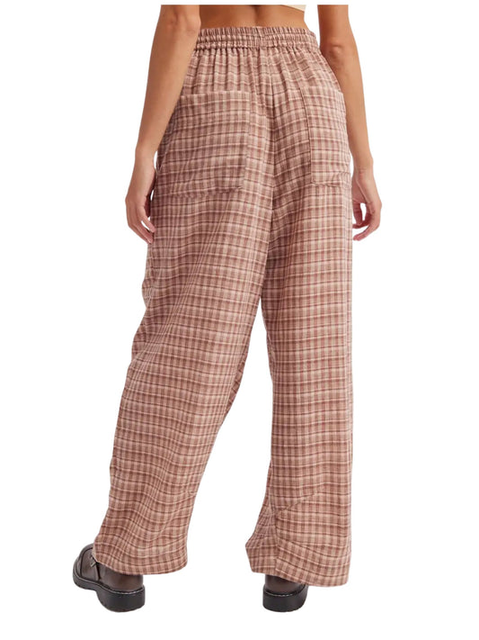 Plaid Wide Leg Soft Pleated Pants