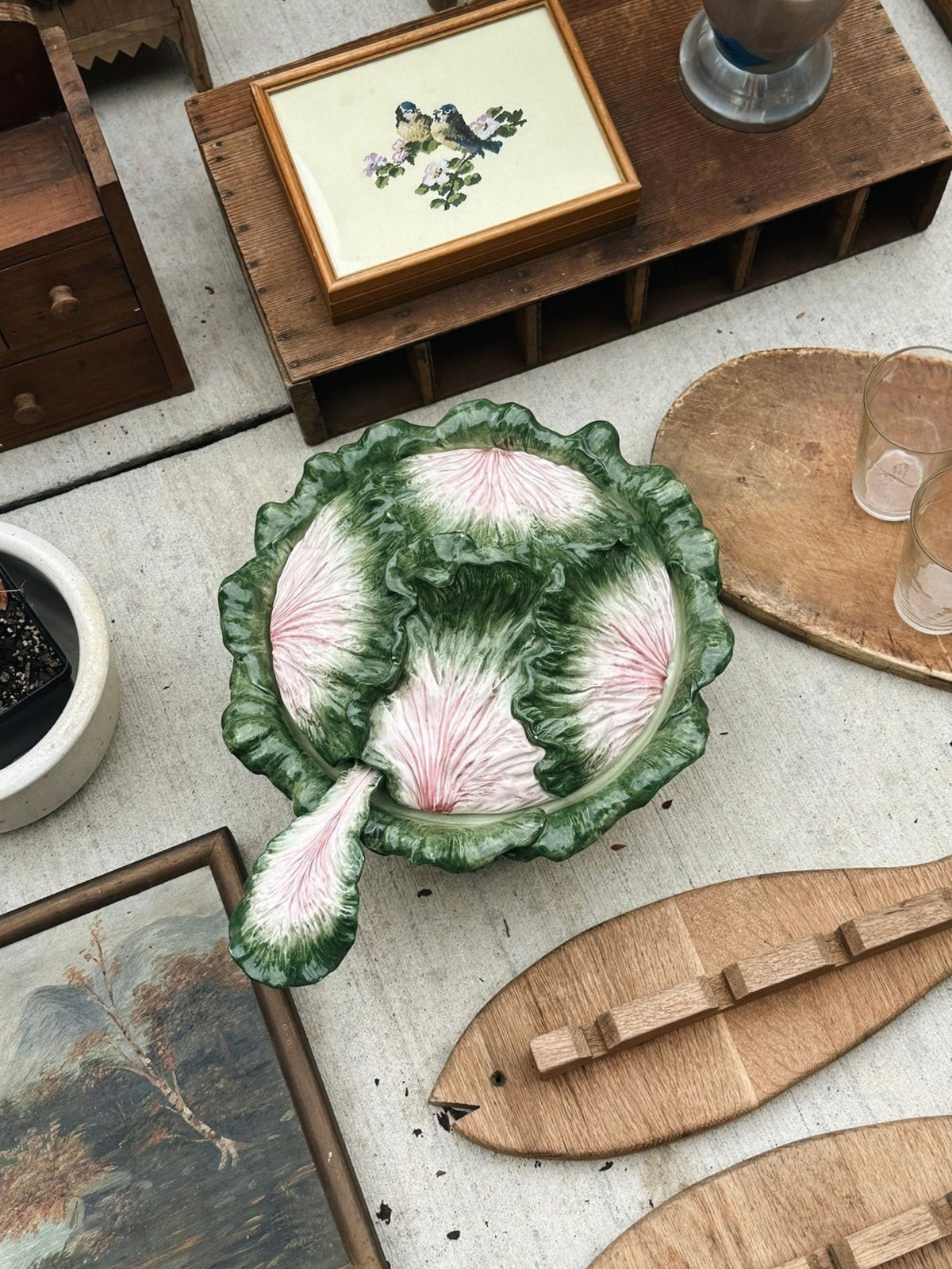 Vintage Fitz and Floyd Cabbage Tureen with Ladle - Pick Up Only
