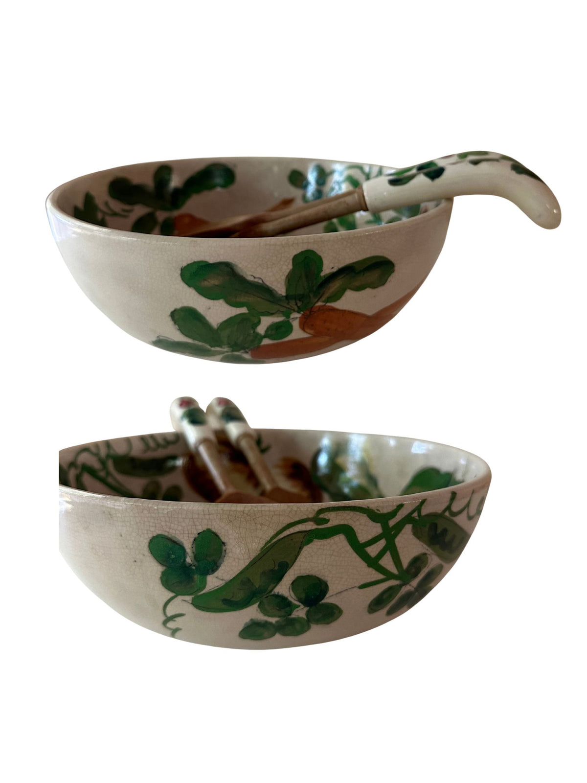 Vintage Hand-Painted Vegetable Salad Bowl Set - Pick Up Only