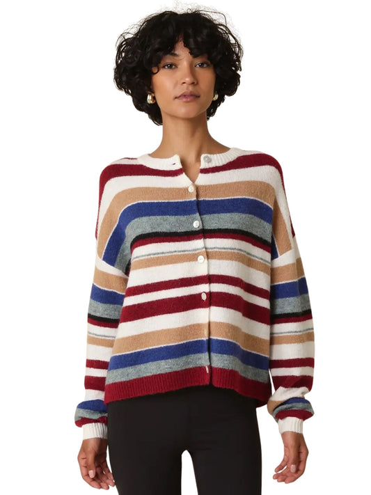 Clara Striped Button-Up Cardigan